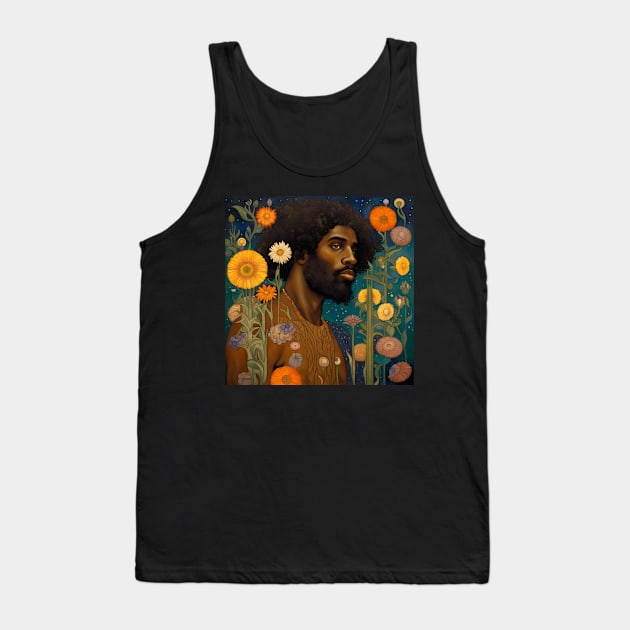 Handsome Black Man and Flowers Tank Top by LittleBean